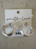 Maureen Brushed Silver Hoops