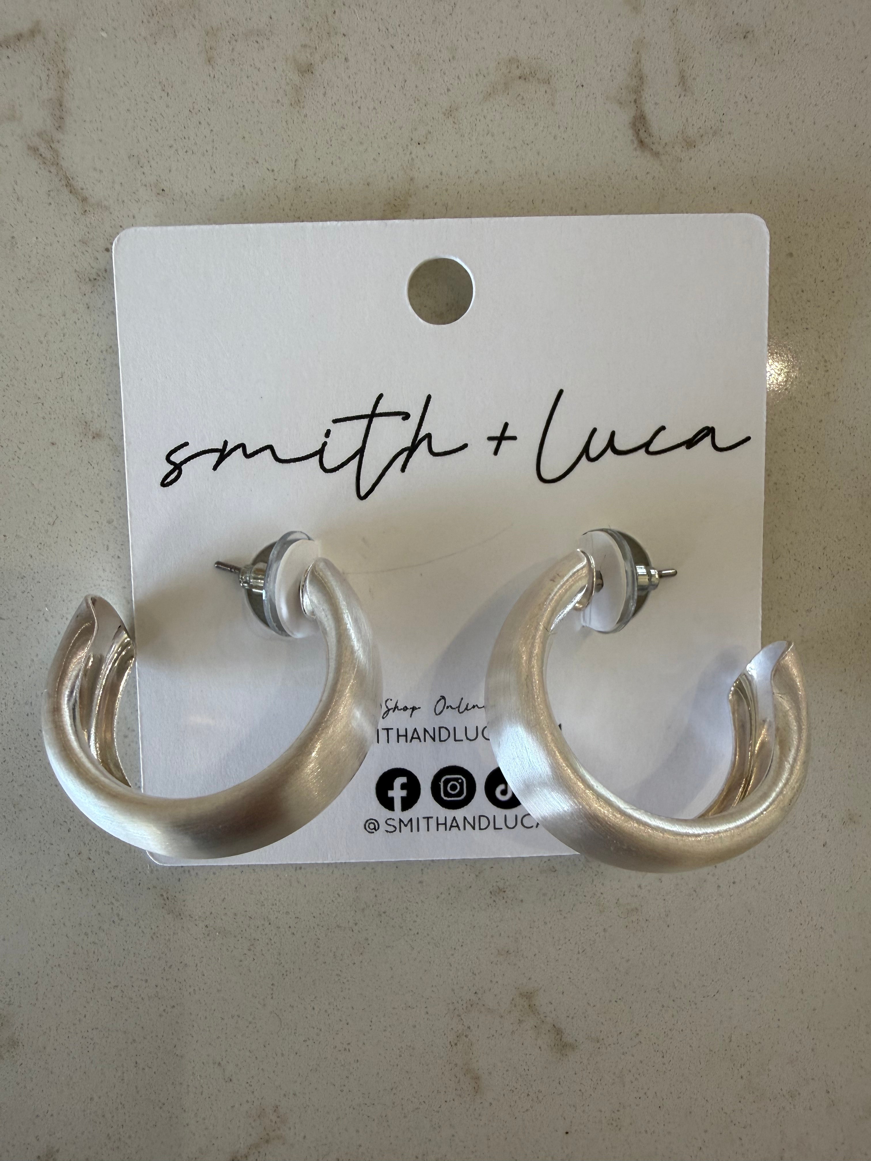 Maureen Brushed Silver Hoops