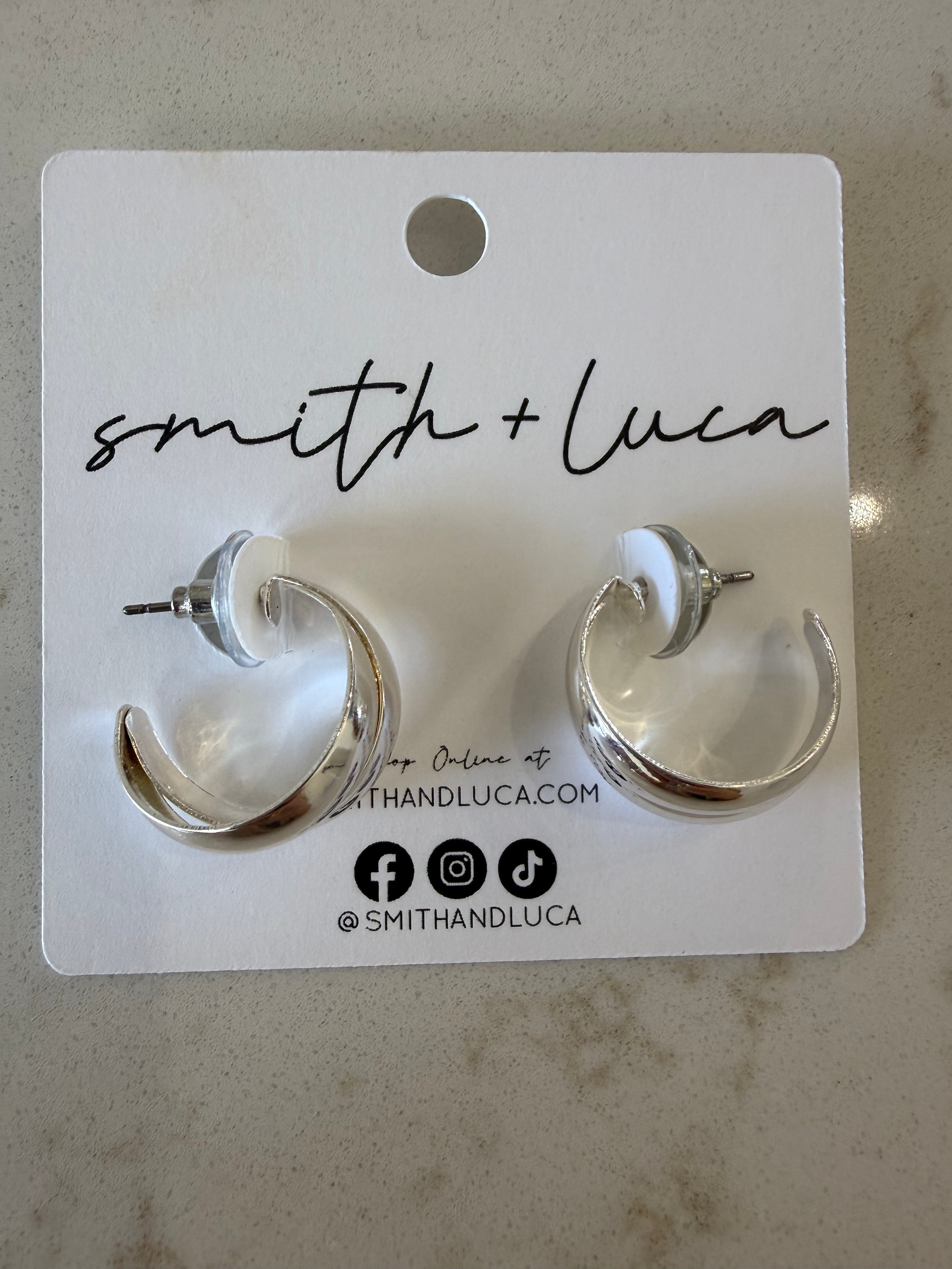 Janet Double Layered Silver Hoops