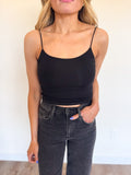 Lainey Crop Spaghetti Tank in Black