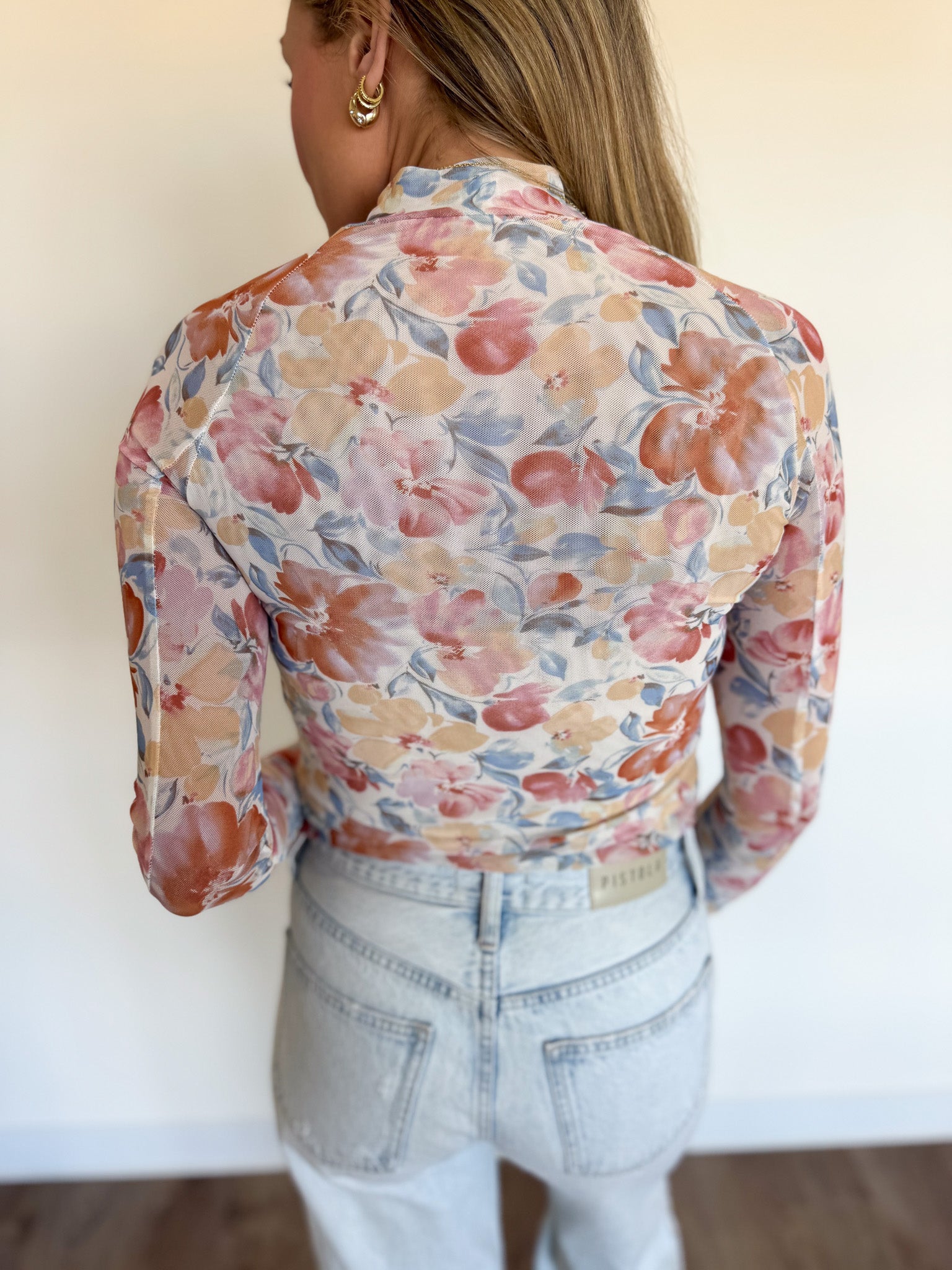 Jamila LS Floral Mesh Top