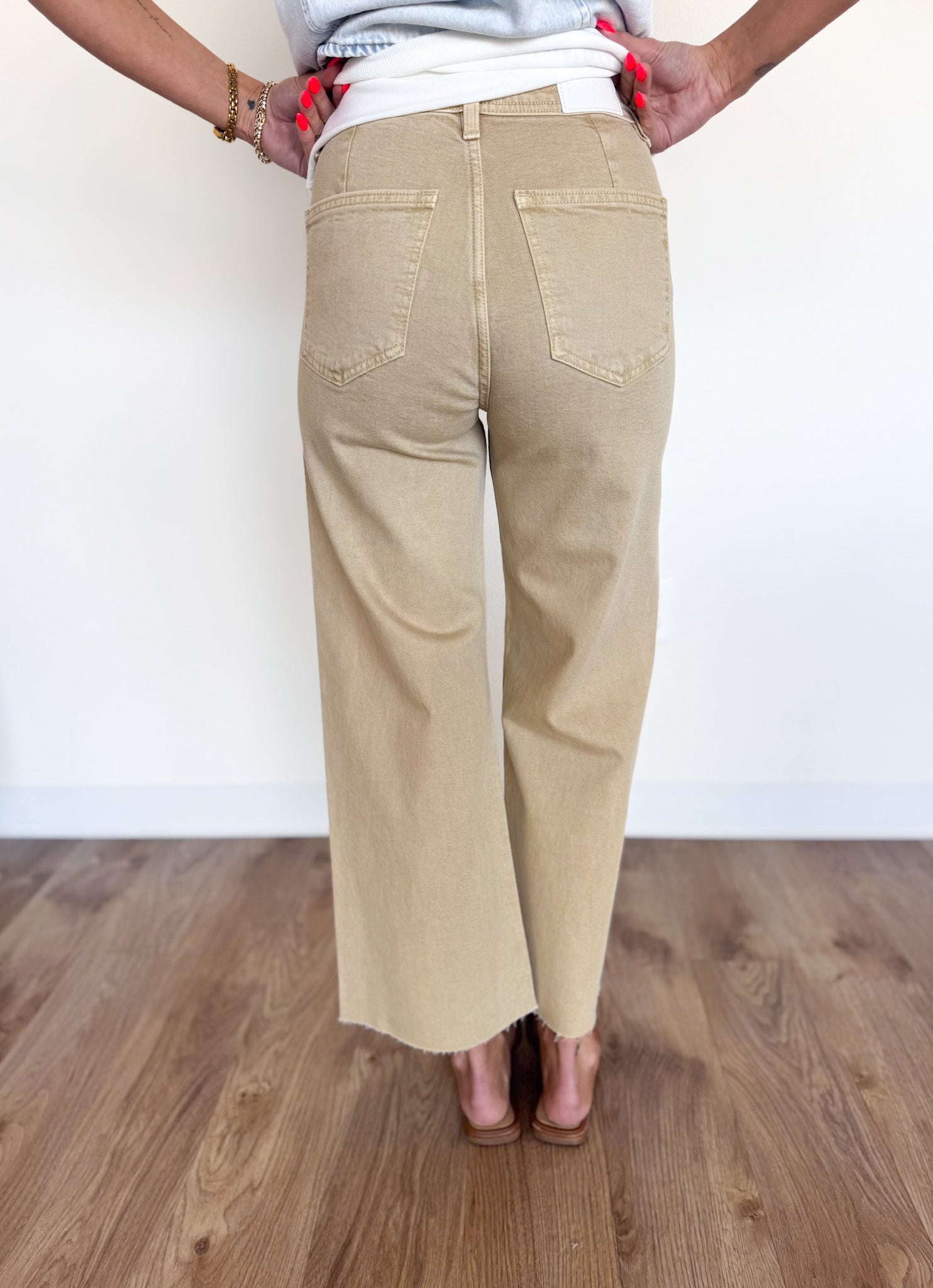 Aspen High Rise Wide Leg Jeans in Sand