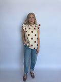 Asher Ruffled Polka Dot Top in Cream + Rust