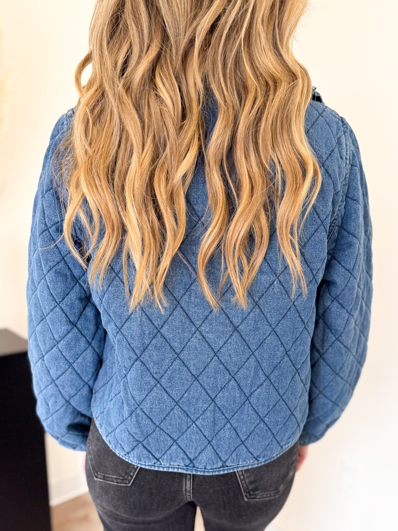 Juno Quilted Tie Front Denim Jacket