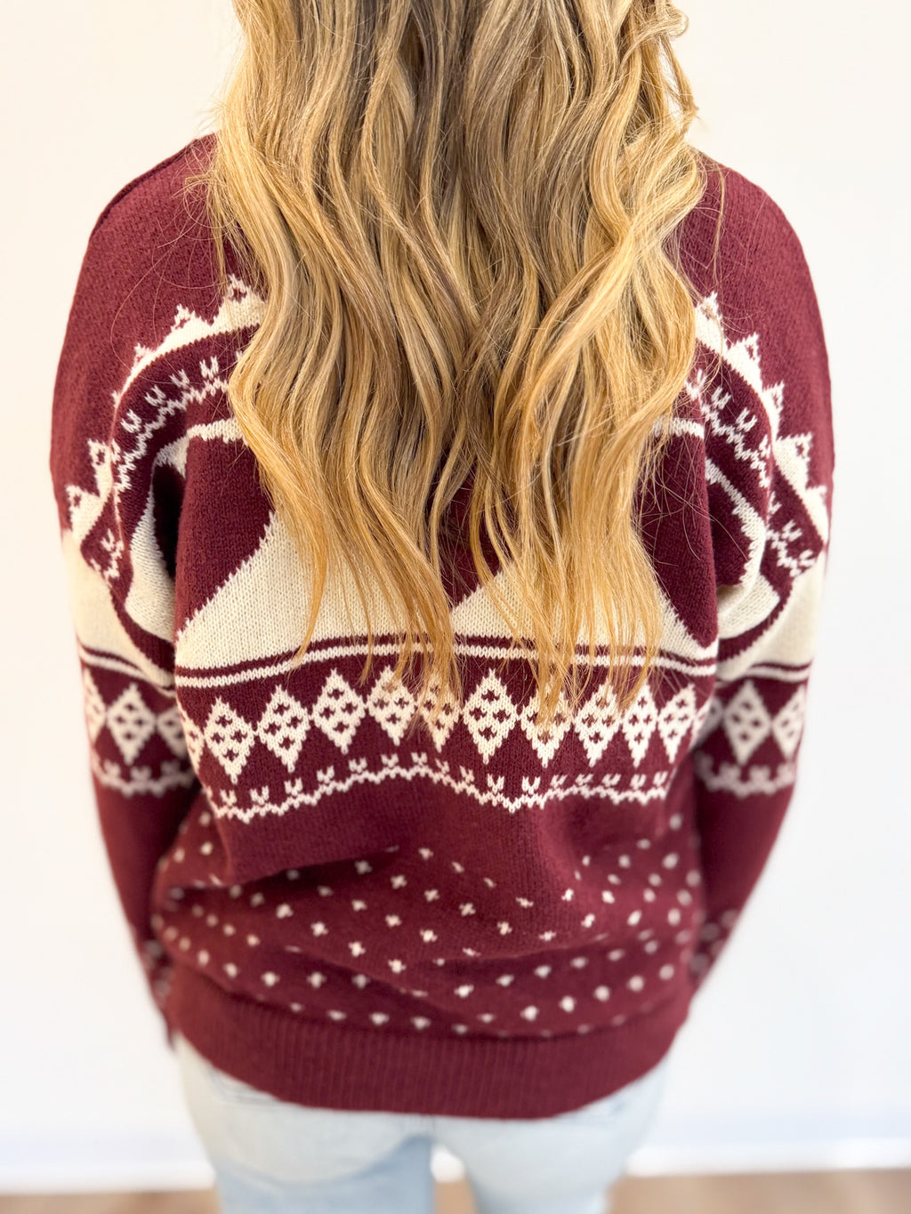 Daria Fair Isle Sweater in Burgundy