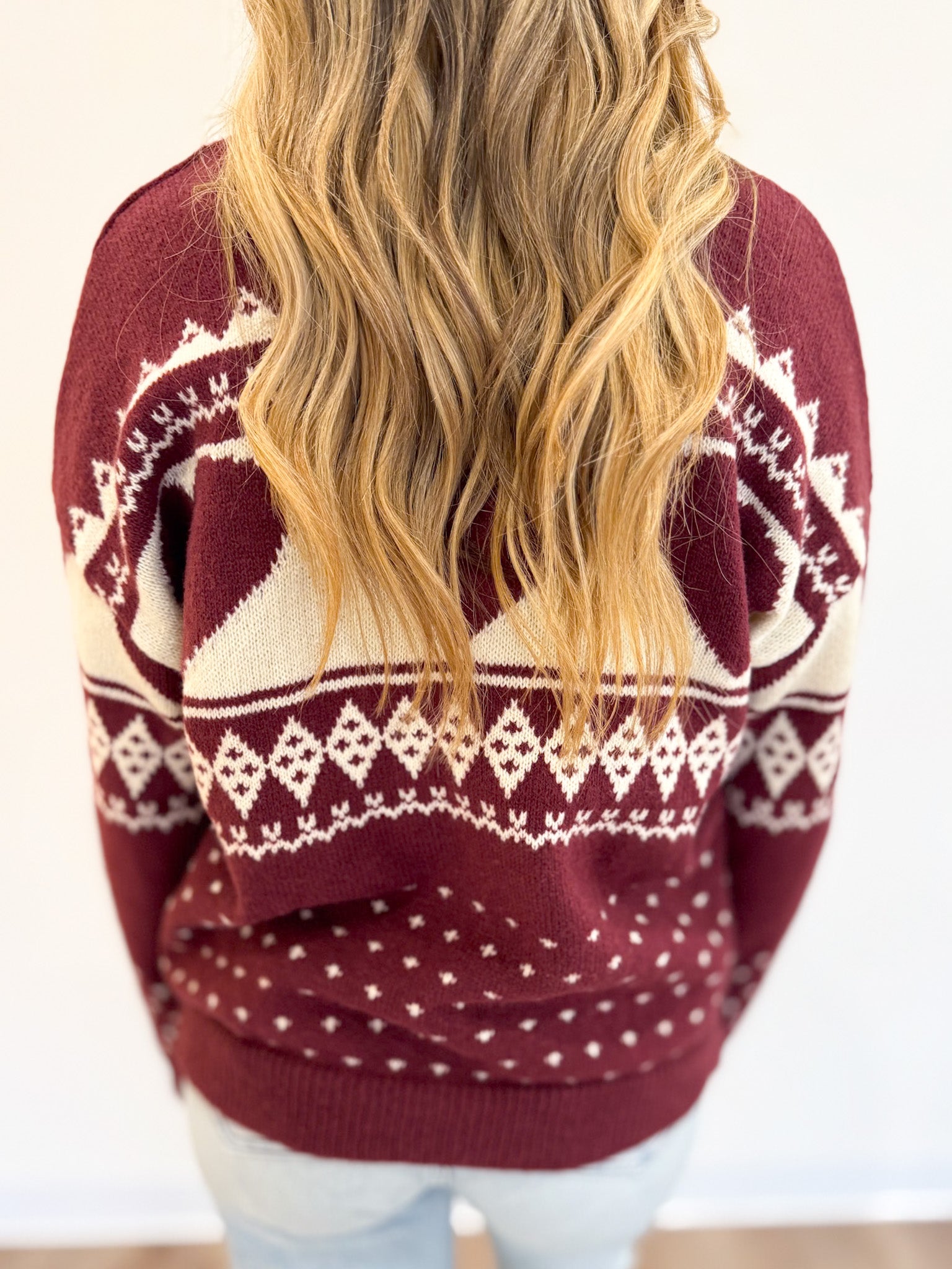 Daria Fair Isle Sweater in Burgundy