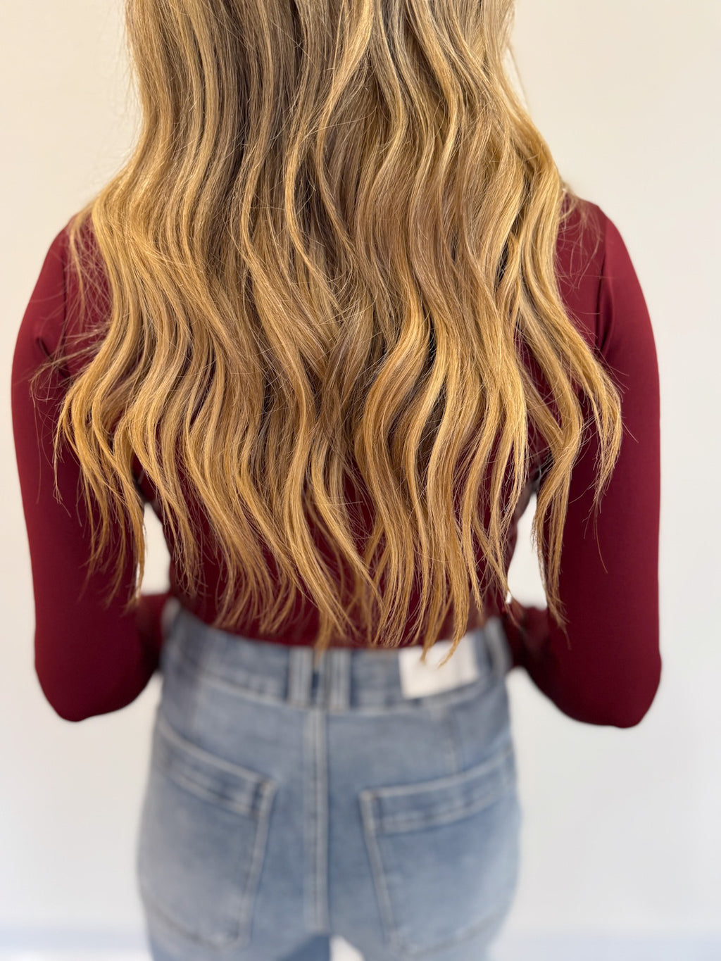 Rosemary Mock Neck Bodysuit in Burgundy