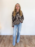 Andrea Floral Sweater in Chocolate