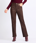 Emelia Vintage Straight Leather Pants in Espresso