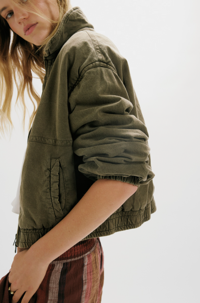 Birdie Washed Jacket in Olive