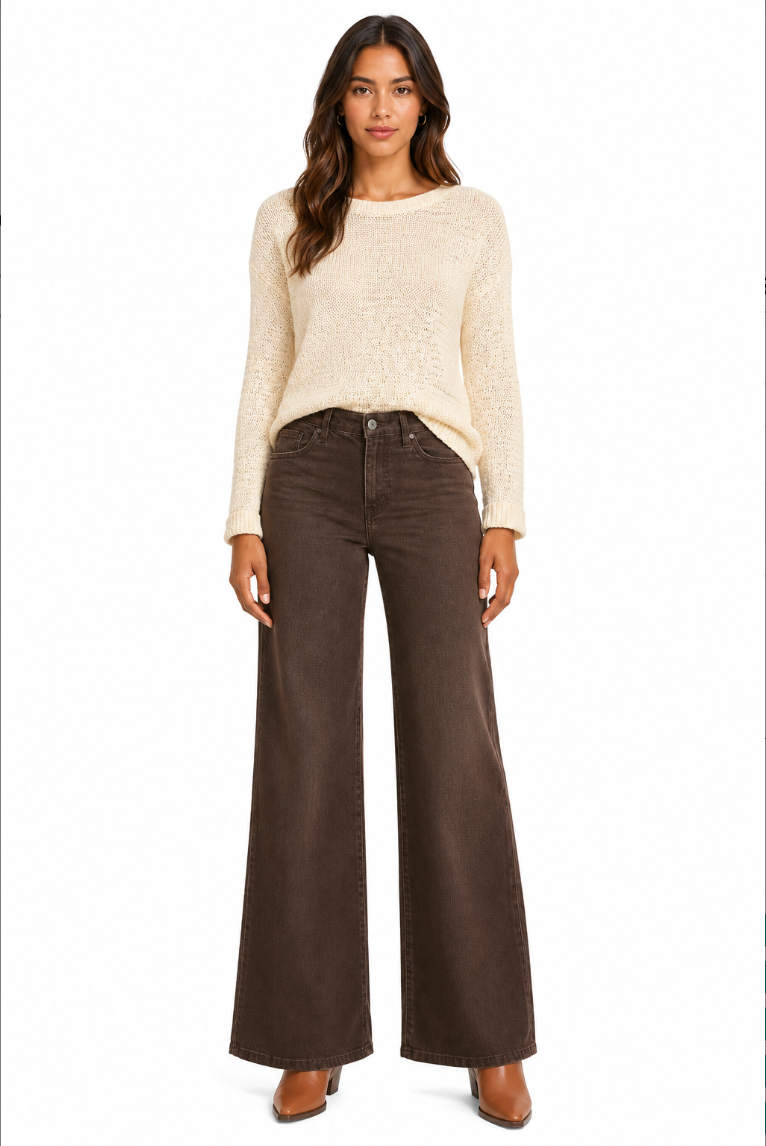 Myla Wide Leg Jeans in Espresso
