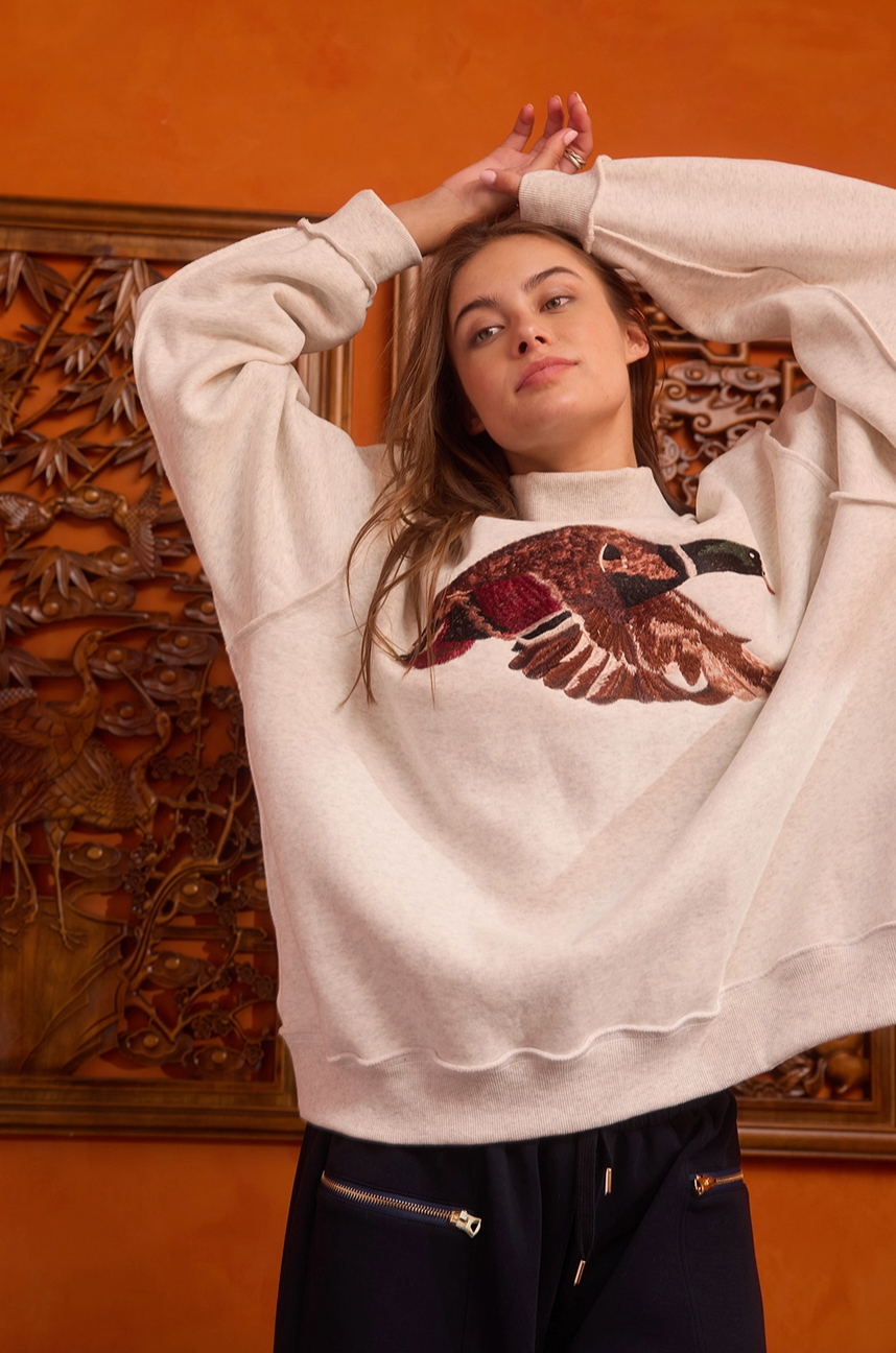 Aitana Mallard Embroidered Mockneck