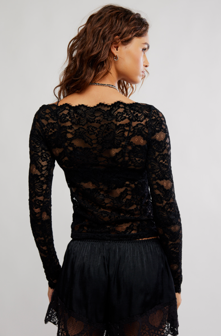 Raising Eyebrows Lace Top - Black