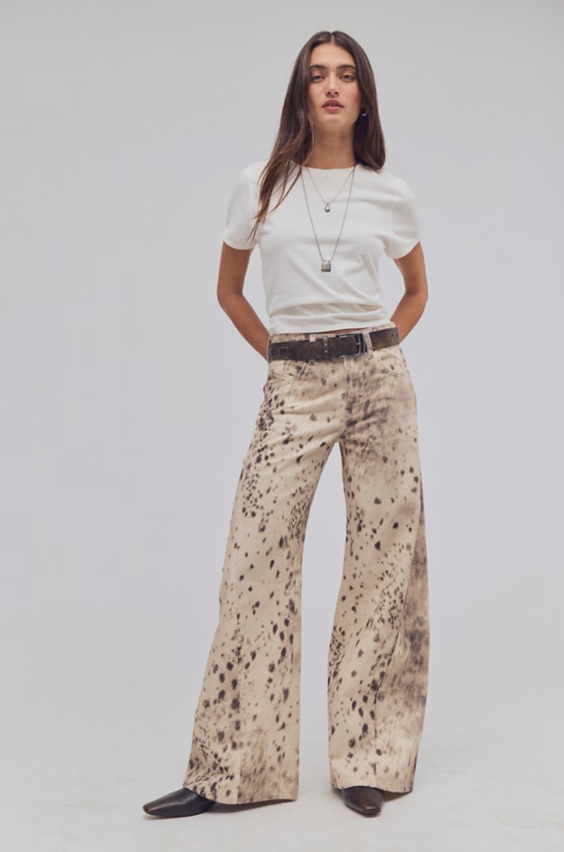 Alter Ego Wide Leg Jean - Snow Leopard