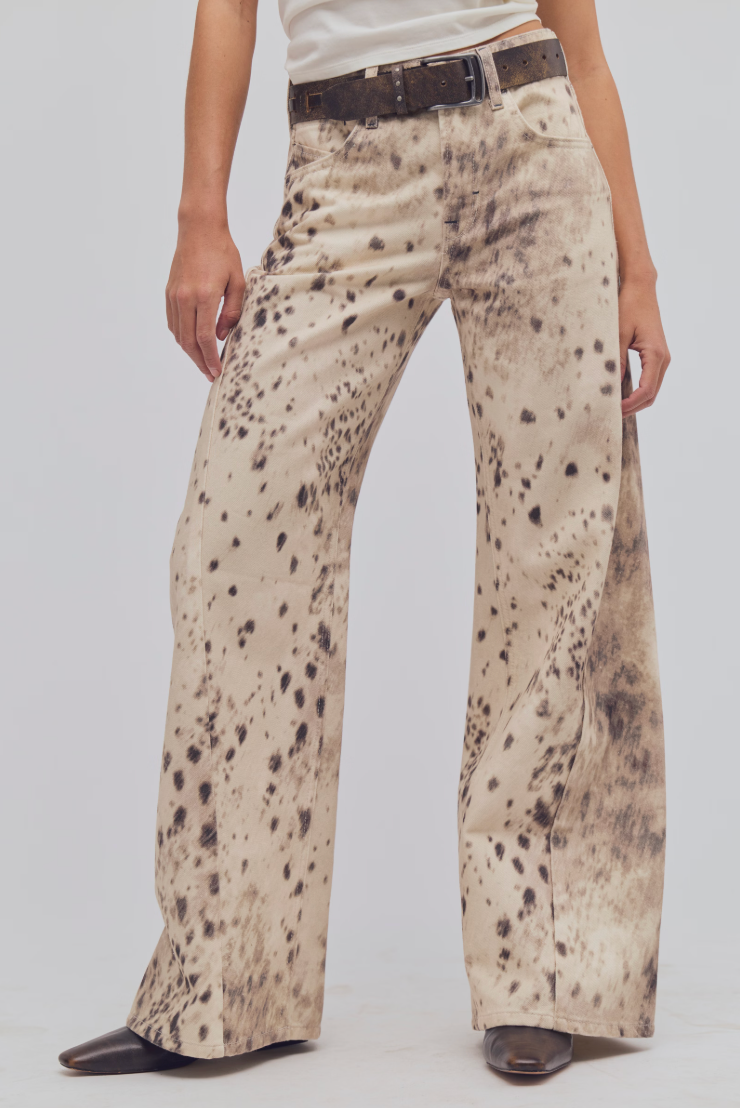 Alter Ego Wide Leg Jean - Snow Leopard