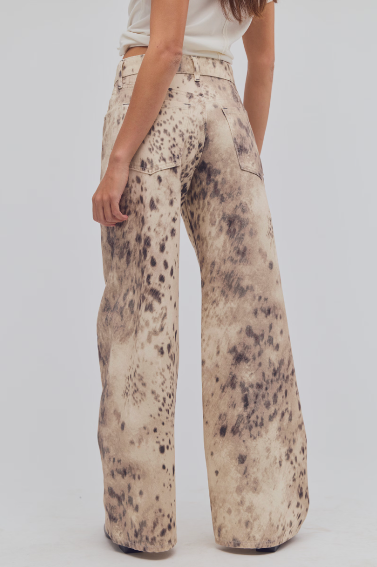 Alter Ego Wide Leg Jean - Snow Leopard