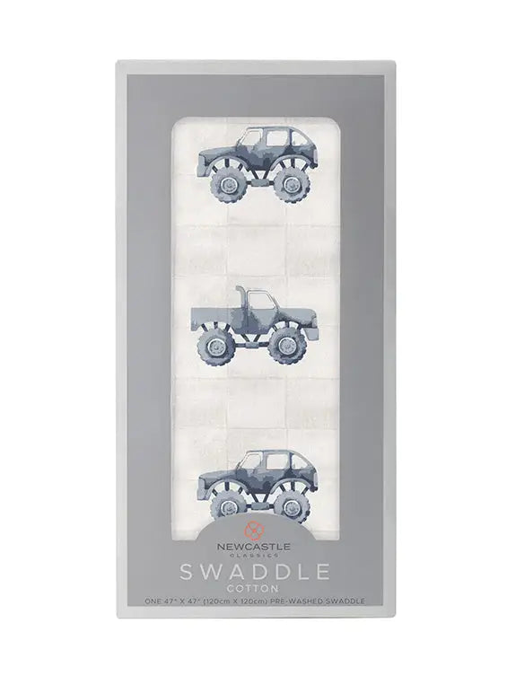 Indigo Monster Trucks Cotton Swaddle
