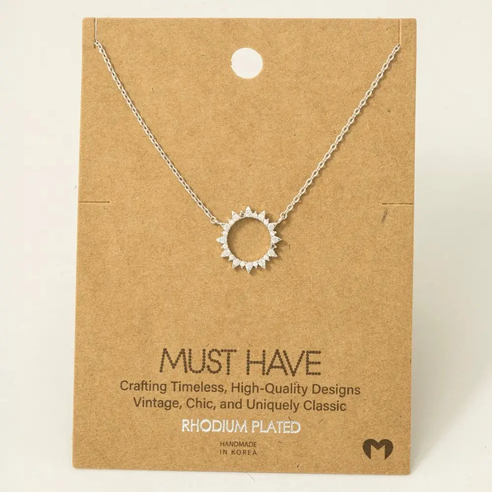Amari Pave Sun Pendant Necklace in Silver