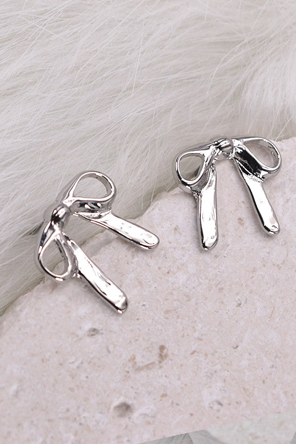 Isabella Bow Earrings in Silver