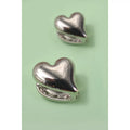 Rowyn Double Sided Heart Huggie Earrings in Silver
