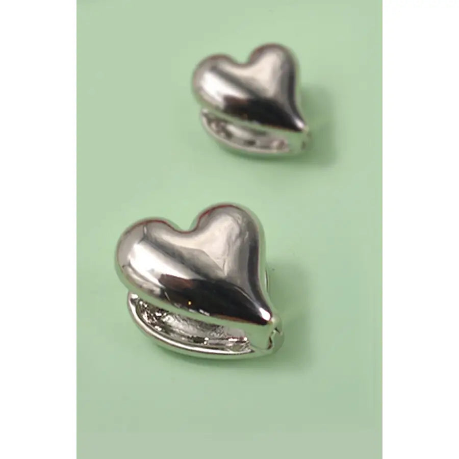 Rowyn Double Sided Heart Huggie Earrings in Silver