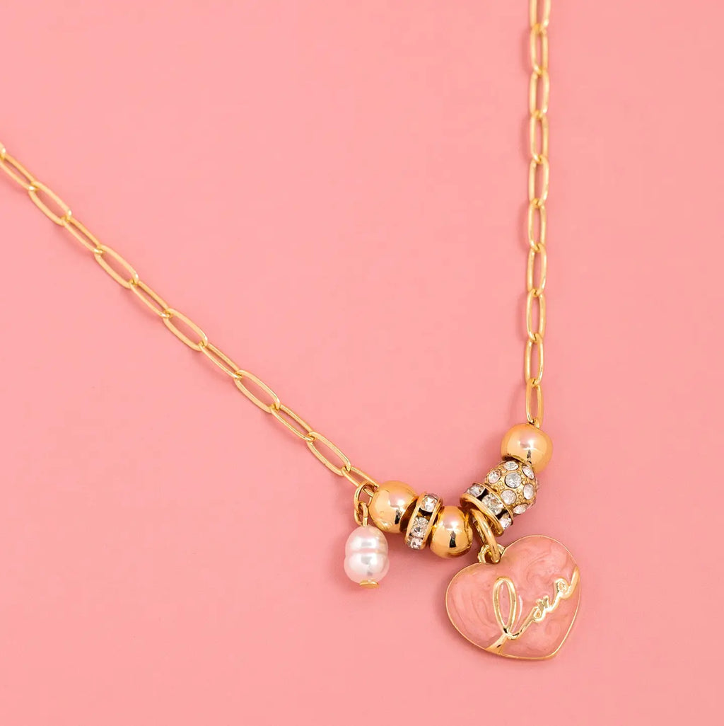 Riley Blush Marble Love Necklace