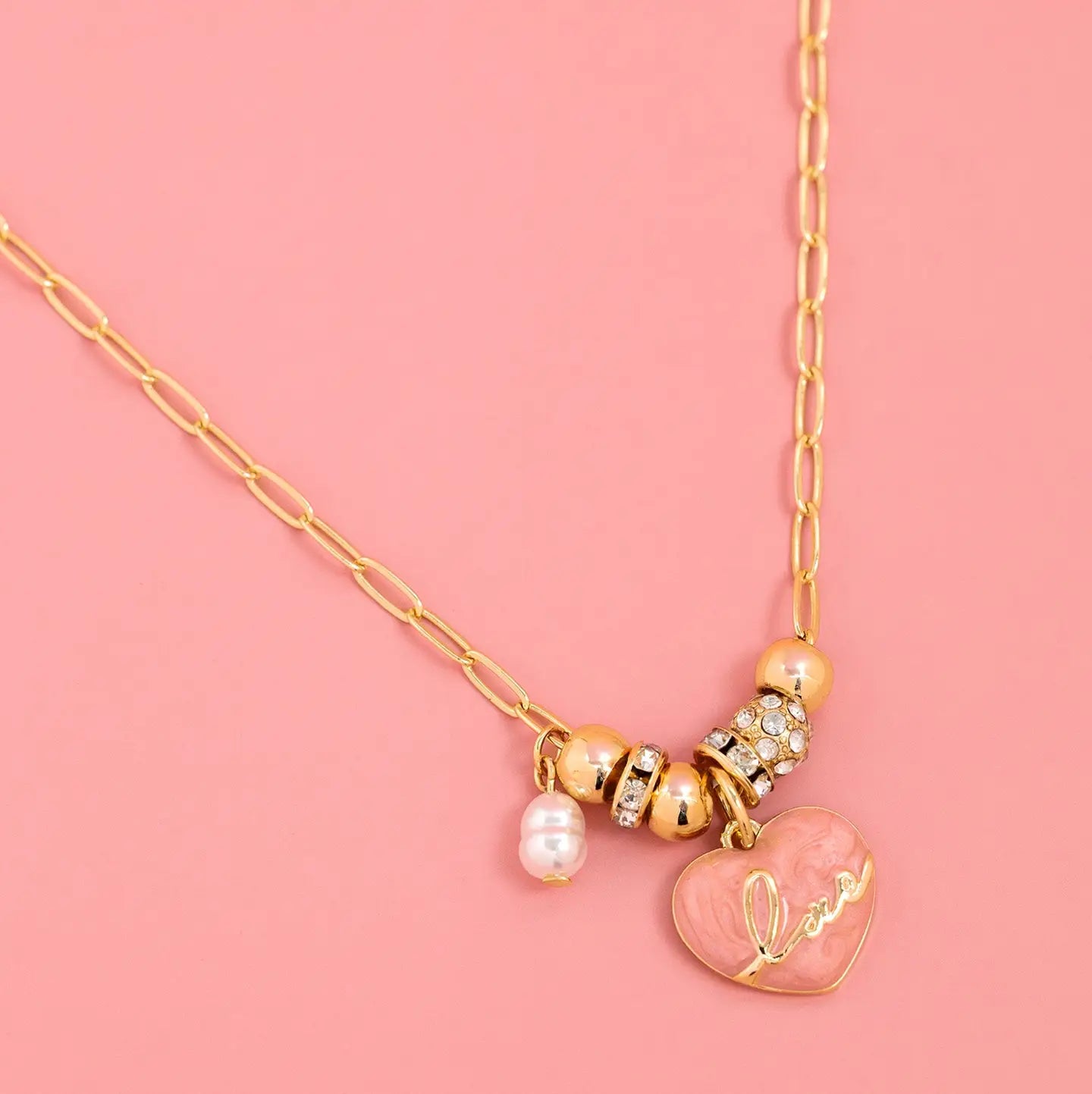 Riley Blush Marble Love Necklace