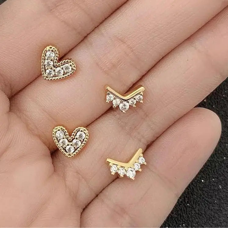 Sahira Nia Pave Heart Earrings in Gold
