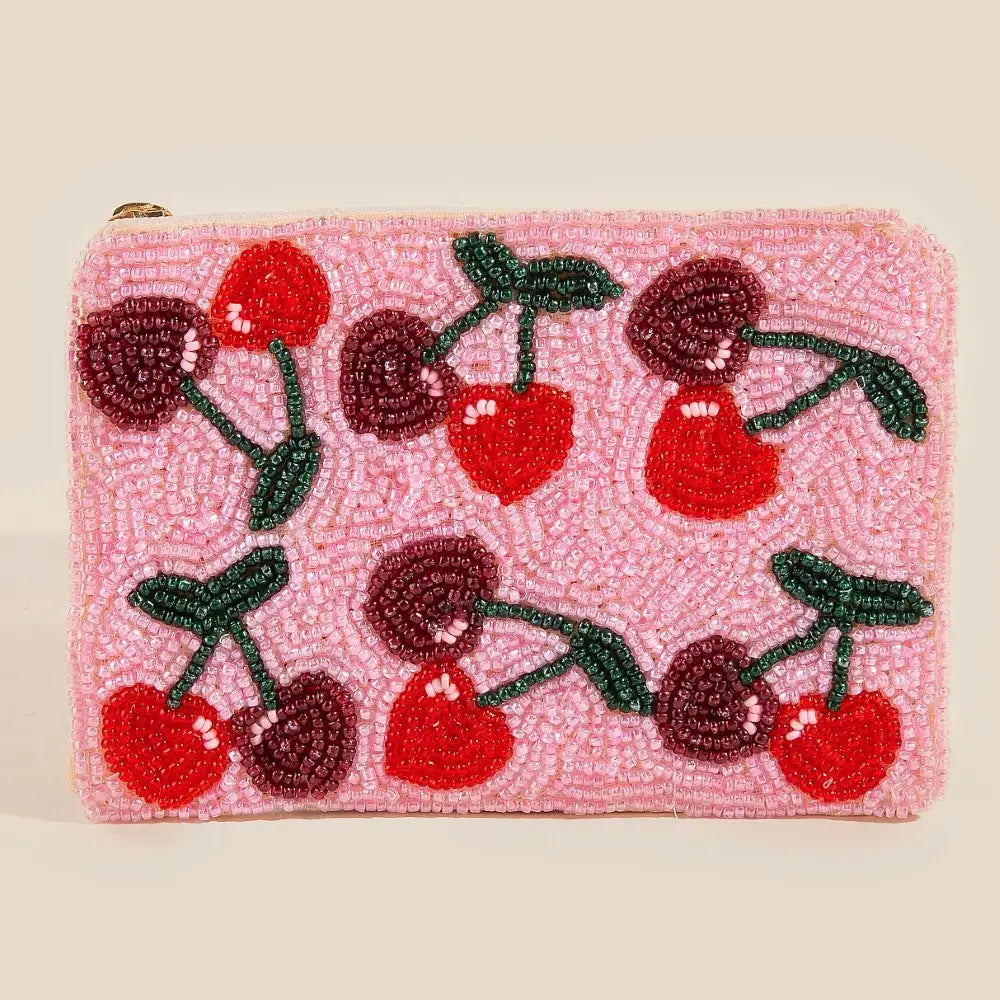 Darya Seed Bead Coin Purse in Cherries