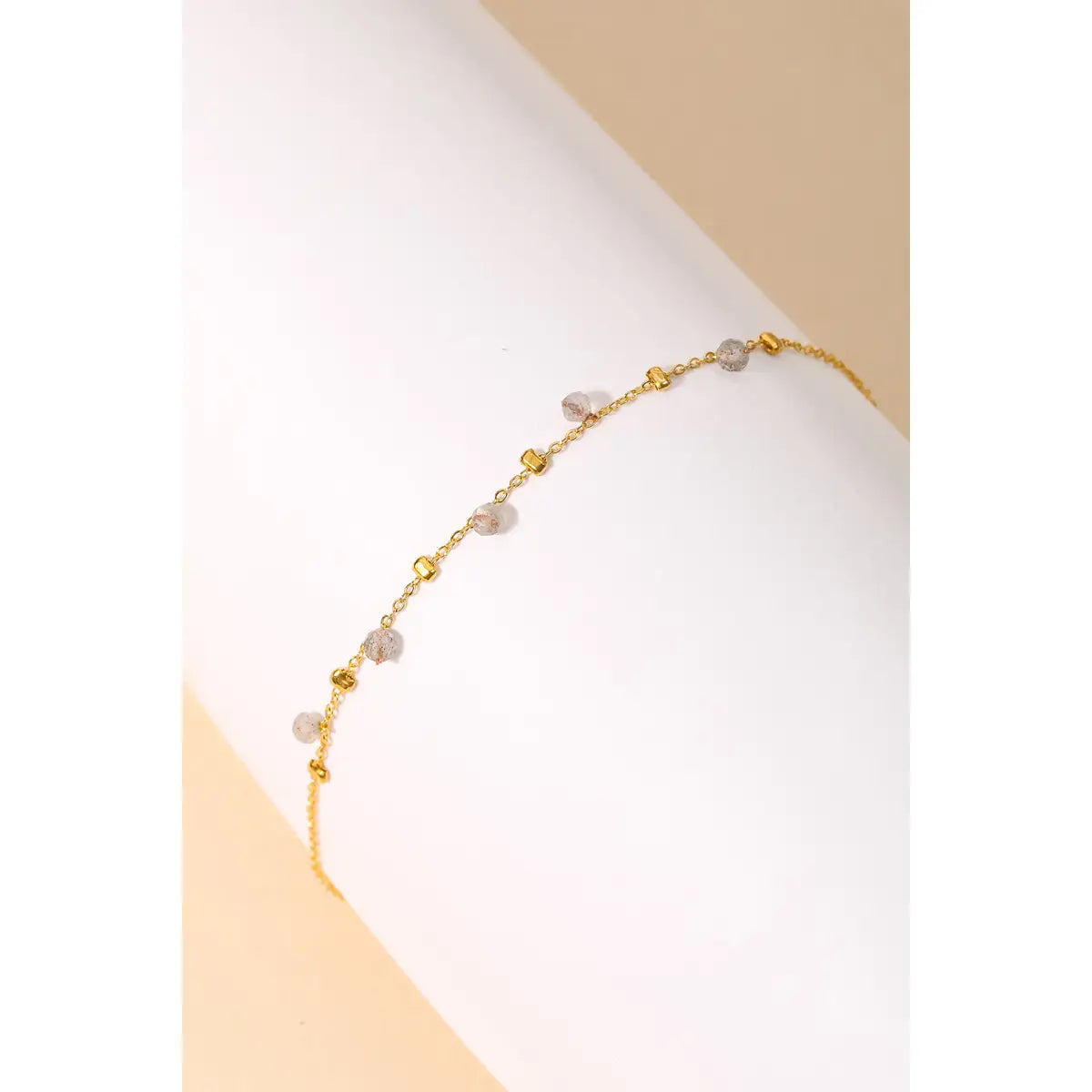 Elara Dainty Chain Bead Bracelet in Gold