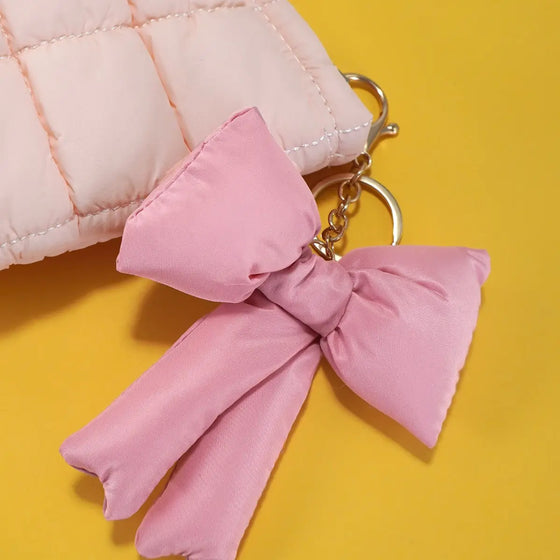 Tallulah Puffy Bow Ribbon Bag Charm Keychain in Pink – Smith + Luca