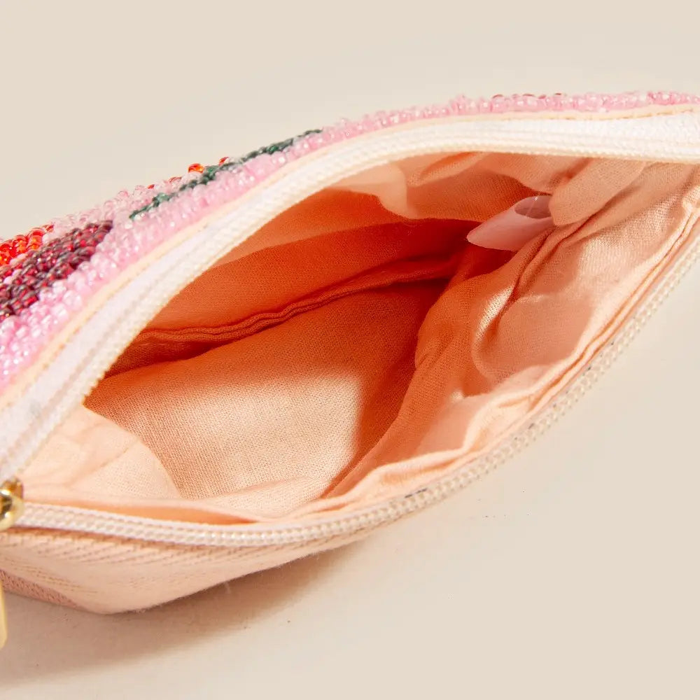 Darya Seed Bead Coin Purse in Cherries