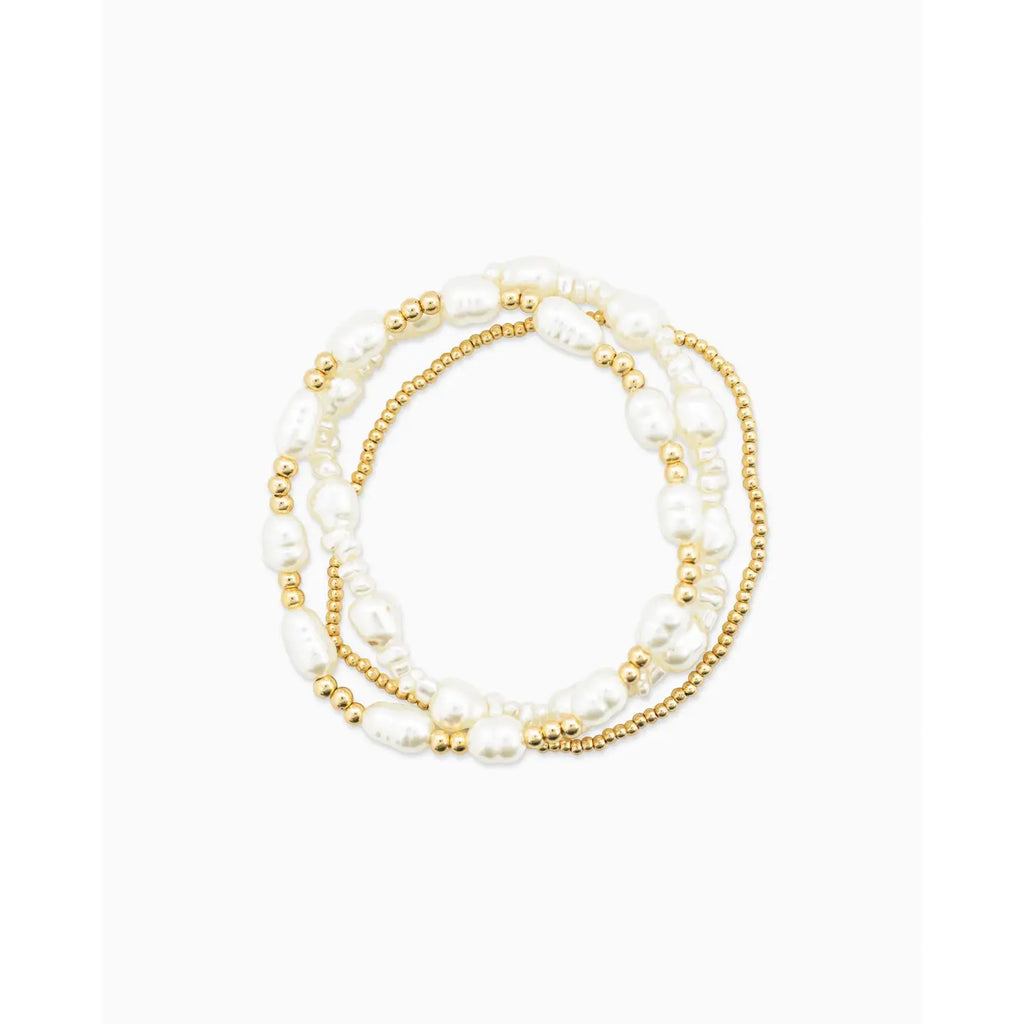 Delilah Pearl Gold Stretch Bracelet Set