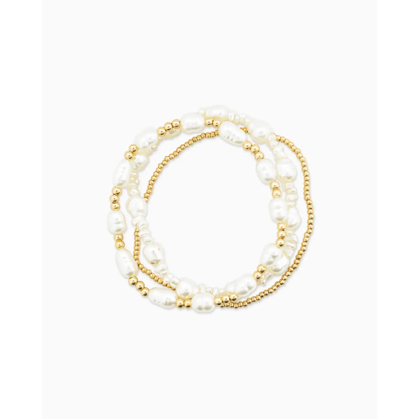 Delilah Pearl Gold Stretch Bracelet Set