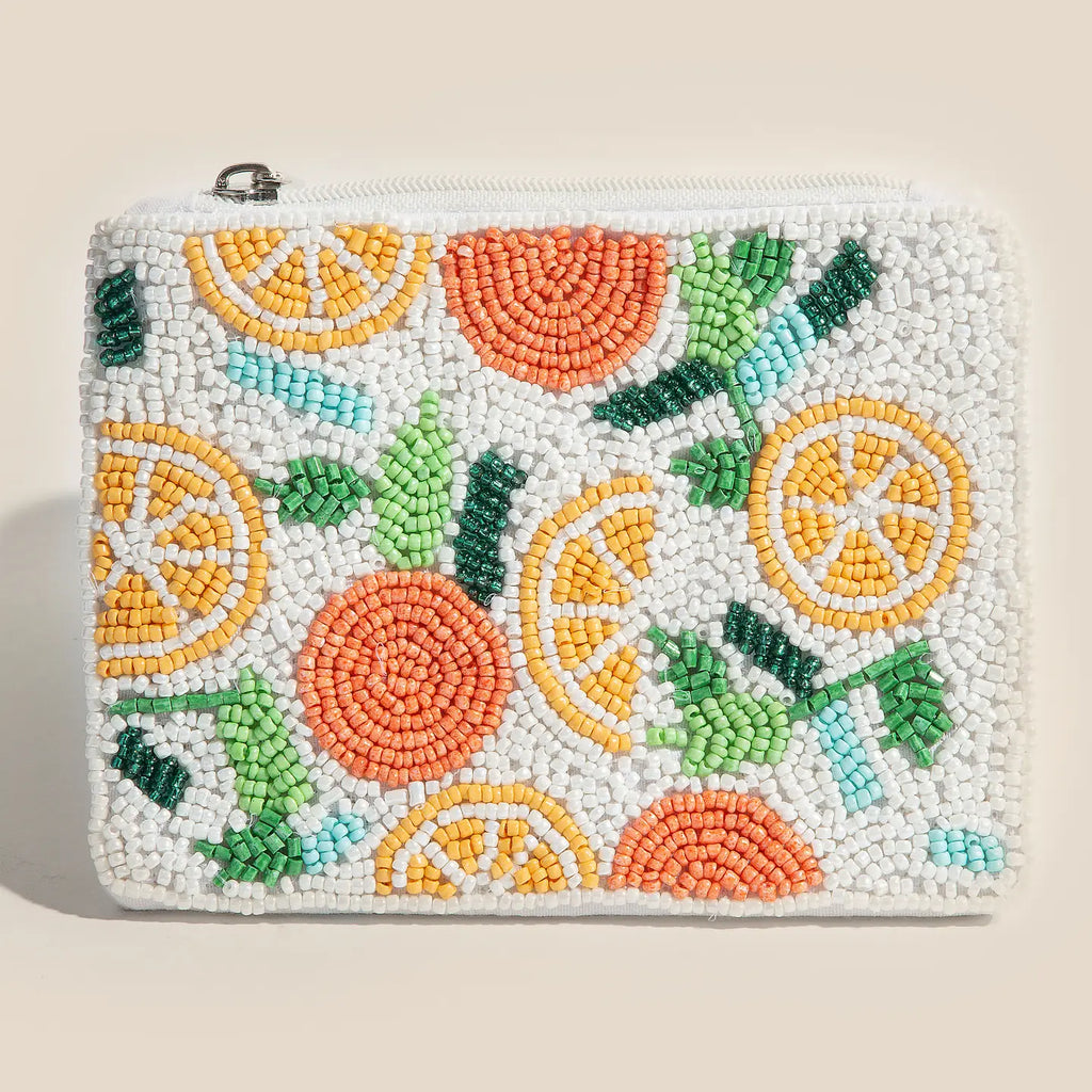 Darya Seed Bead Coin Purse in Lemon
