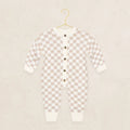 Knit Long Sleeve Onesie - Tan Checkered
