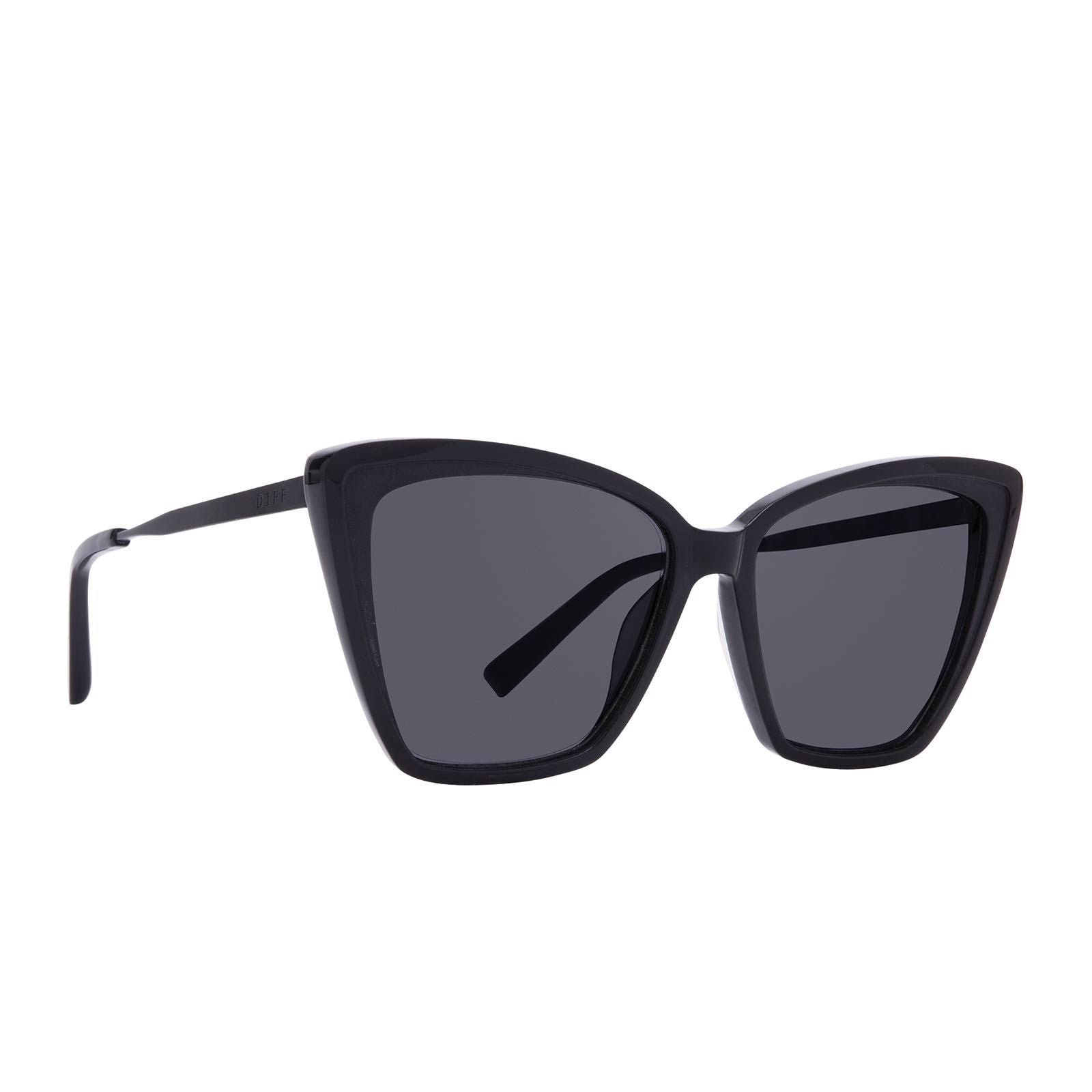 Diff Becky II Sunglasses in Black + Dark Smoke